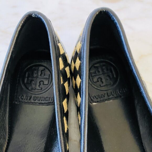 TORY BURCH Black Yellow Woven Ballerina Flats Bow Accent - US 7.5 - Picture 5 of 8